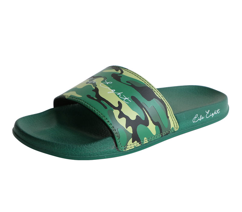 Wholesale Men Camouflage PU Slides Shoes Custom Beach Flat Slippers