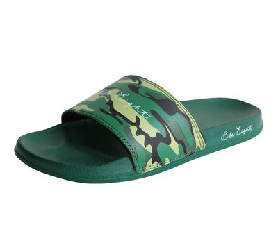 Wholesale Men Camouflage PU Slides Shoes Custom Beach Flat Slippers