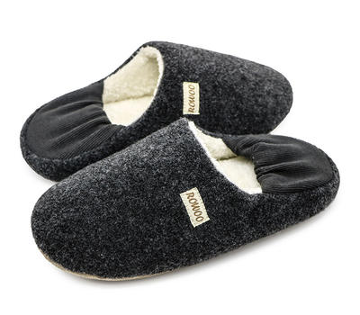 Unisex Hot Sale Grey Wool Slipper,Slip-on Slipper With Back Part