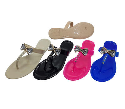 Women Flat Rivets Rain Jelly Shoes Flip-Flops Sandal for Summer