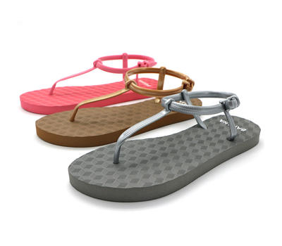 Women T-strap Rubber Flip Flops Sandals, Ankle Strap Roman Sandals