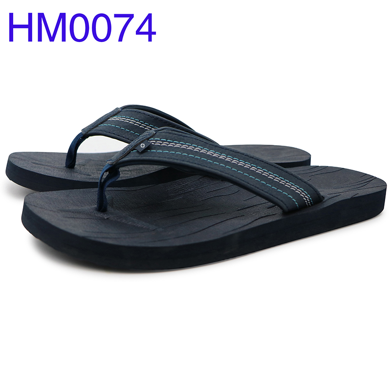 Wholesale Men Flip Flops PU Strap Leather Slippers