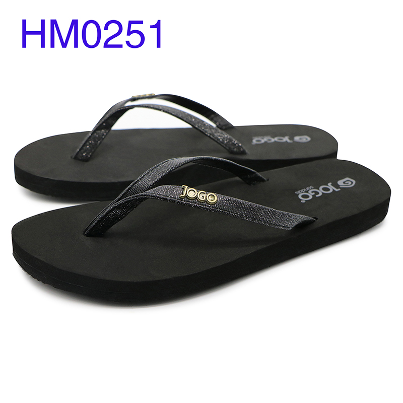 Wholesale Women Black Flip Flops Glitte Strap Sandals