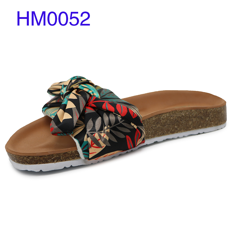 Women Sandals Cork Bow Slip On Slide Wholesale