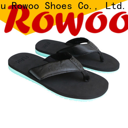 Rowoo Best mens leather flip flops hot sale