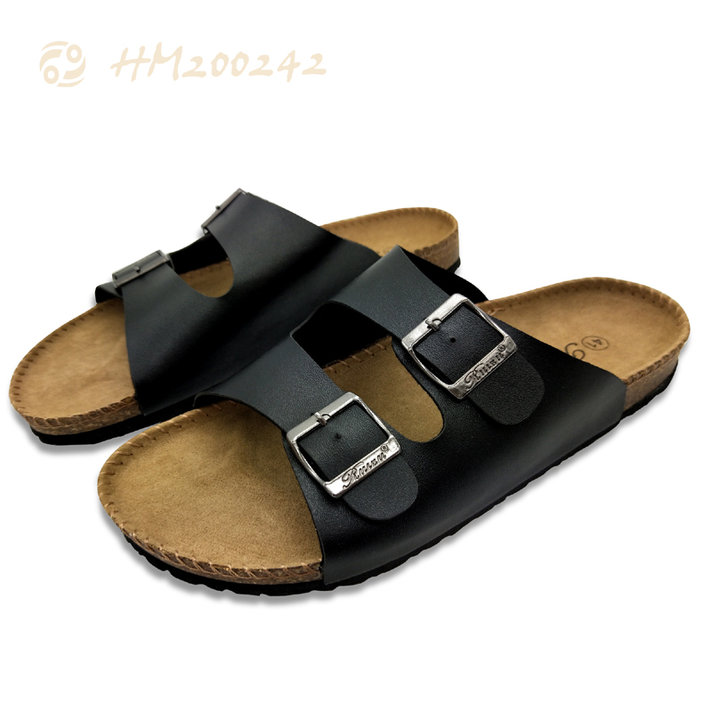 Unisex Cork Sandals for Beach Flat Buckle Slippers