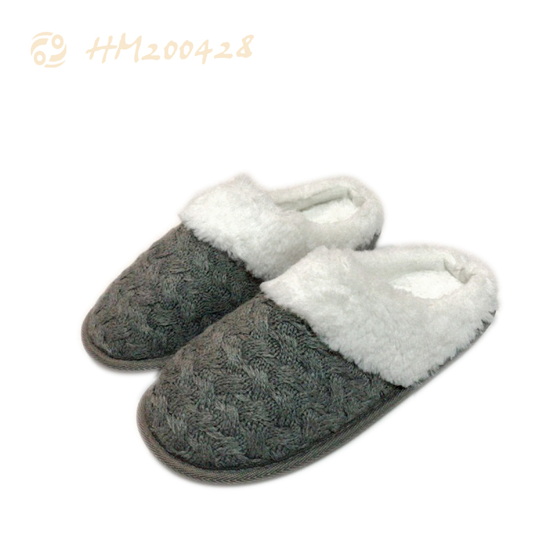 Fashion Women Knitting Slippers Soft Plush Winter Home Shoes for Men