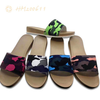 Fashion Women Printing Slide Sandals Casual Slip-on Camouflage Wedge Sandals