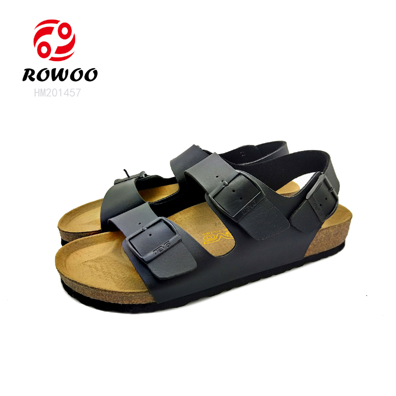 Customized PU button straps sandals cork sole top quality outdoor sandal for women
